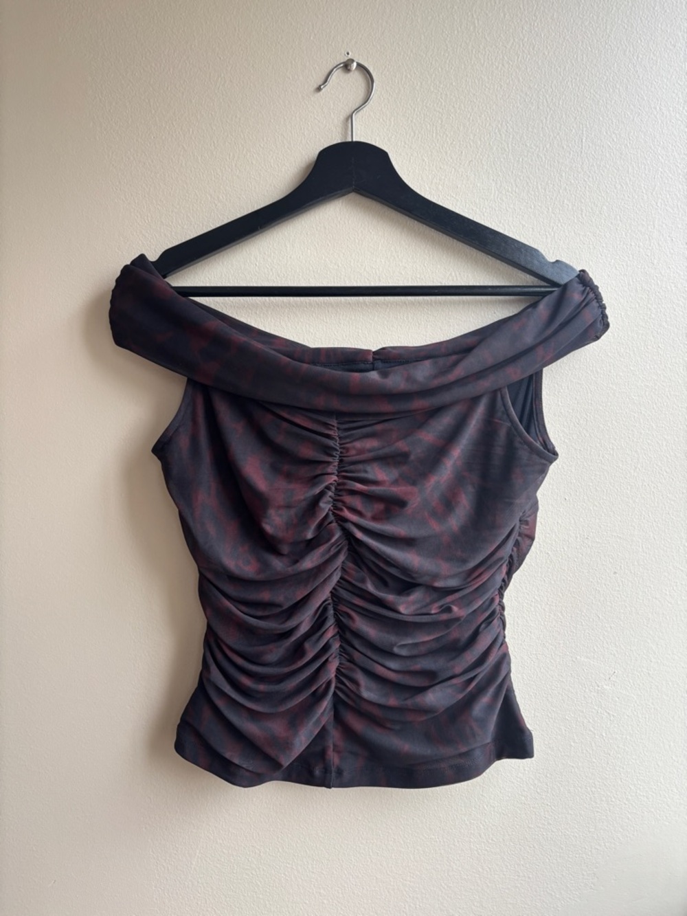 Ganni Ruched Off-Shoulder Tank Top